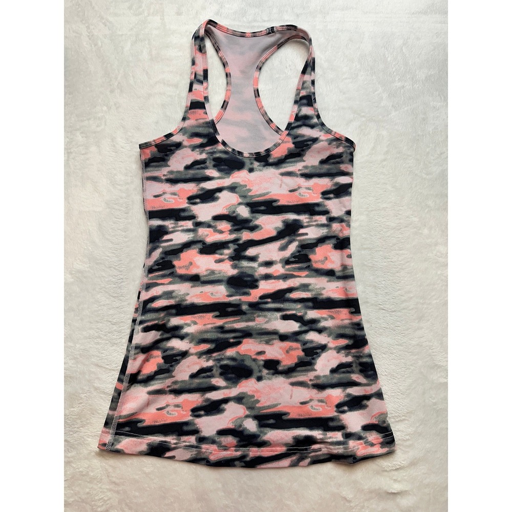 Lululemon Racerback Tank Pink Grey Black Camo Print Activewear Size 2/4 - 153